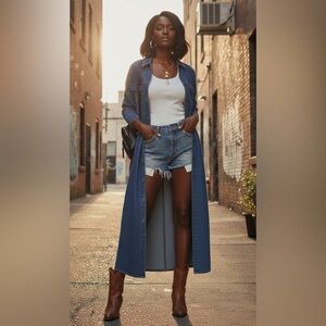 JOE FRESH | Longline Denim Duster Dress | Boho Chic | XL